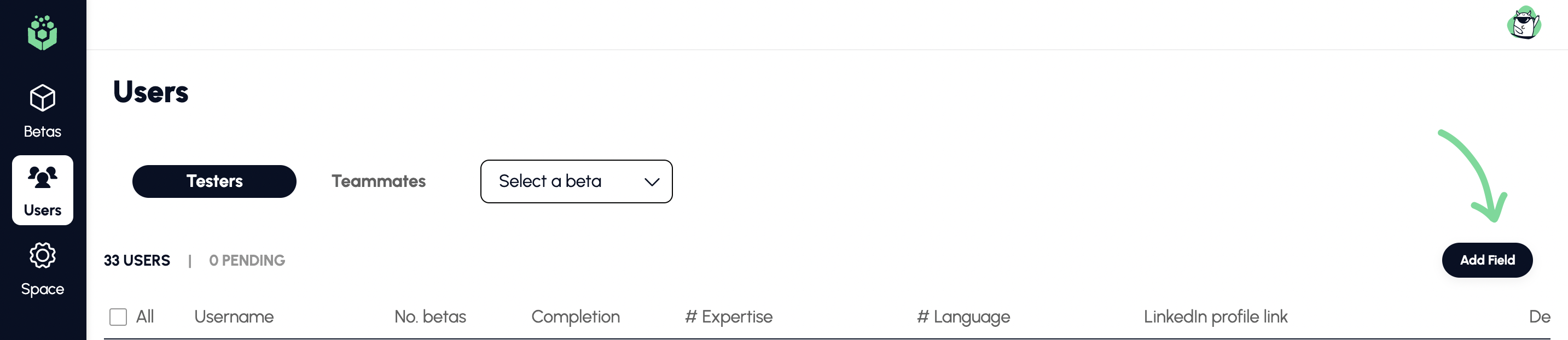 user table add field