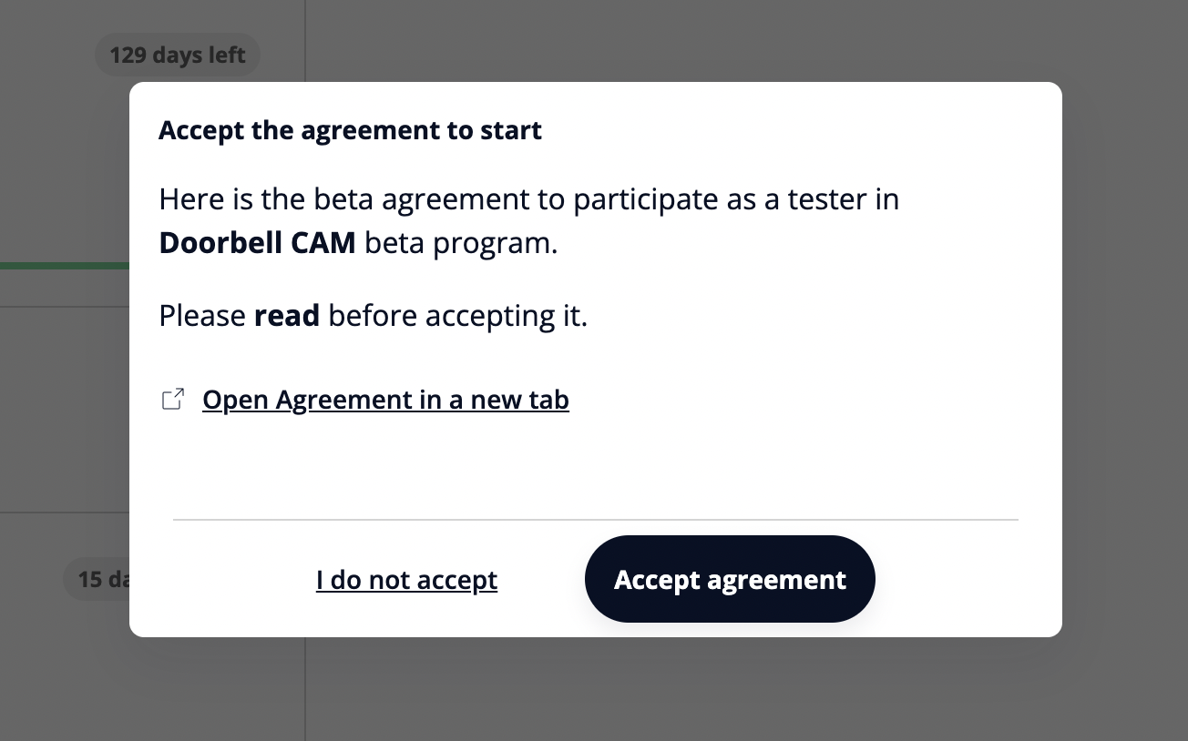 NDA acceptance modal