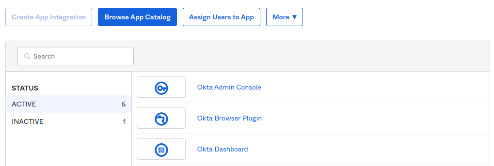 Okta Browse App Catalog button