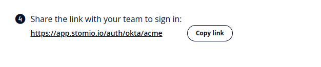Copy the Stomio Okta sign-in link