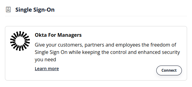 Okta for Managers card in Stomio