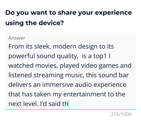 An open text answer field, filled well past its old limit